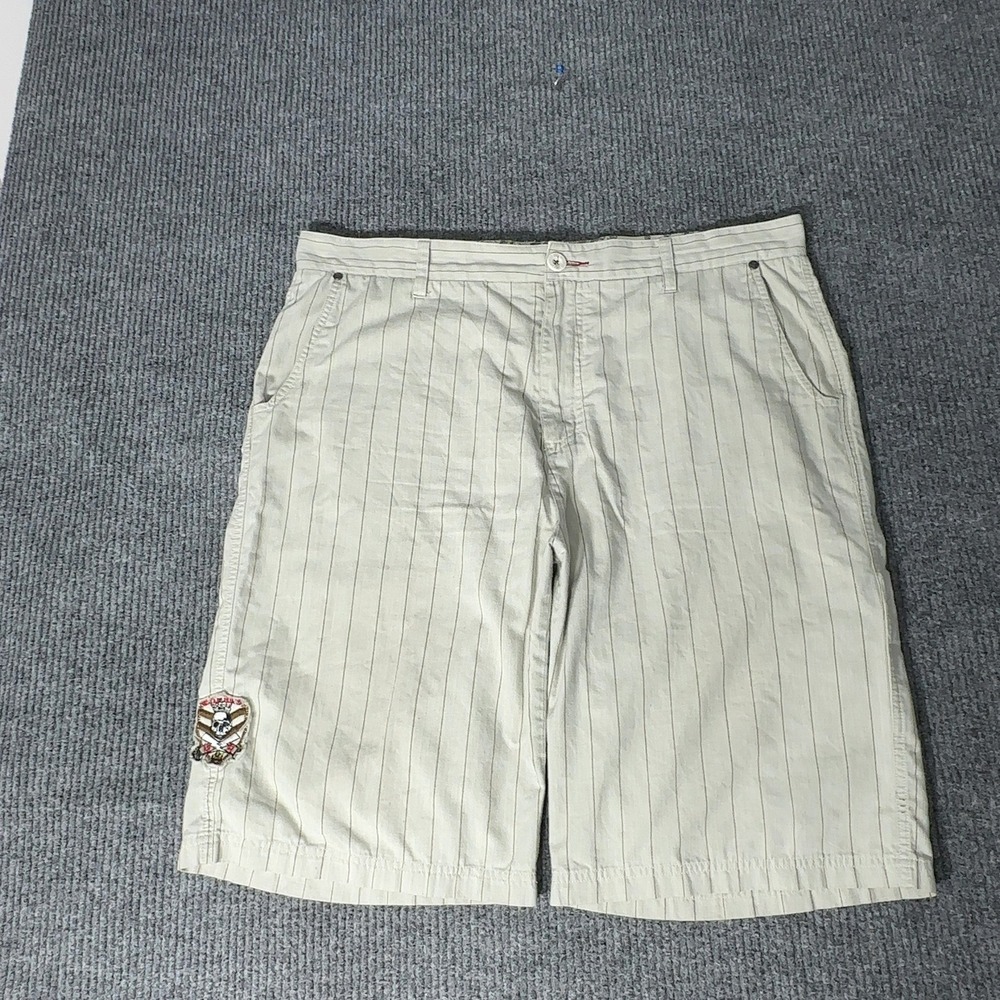 Micros Homegrown In Los Angeles Shorts Mens 40‎ Beige Striped Skull Y2K Skater
